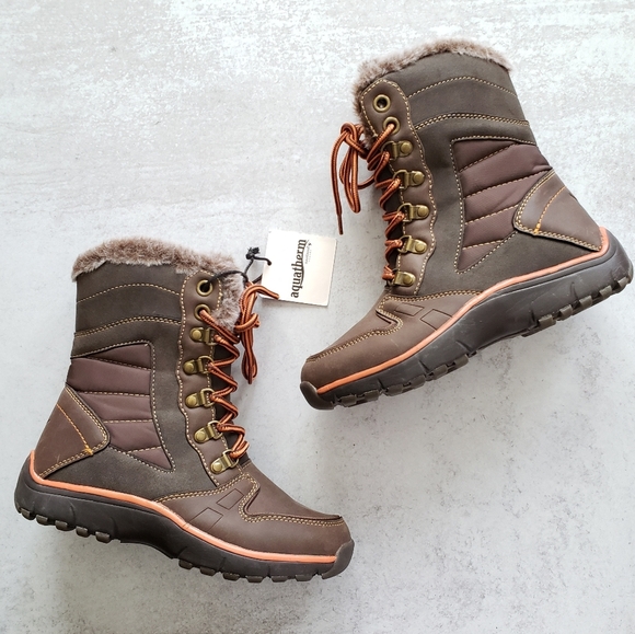 Santana Canada Nevis Faux Fur Winter Snow Boots Waterproof Brown SZ 6 - Picture 1 of 6